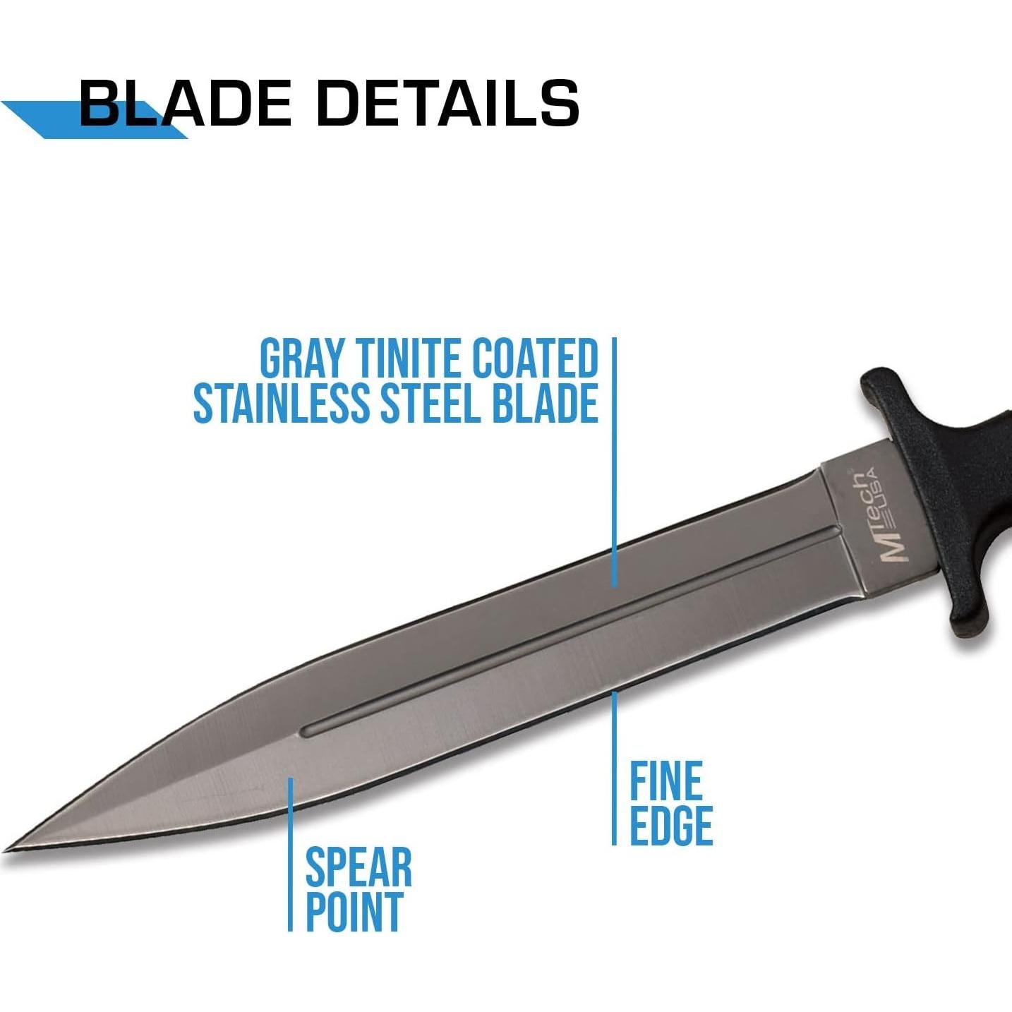 Cuchillo de Hoja Fija MTech USA MT-20-77GY Acero Inoxidable