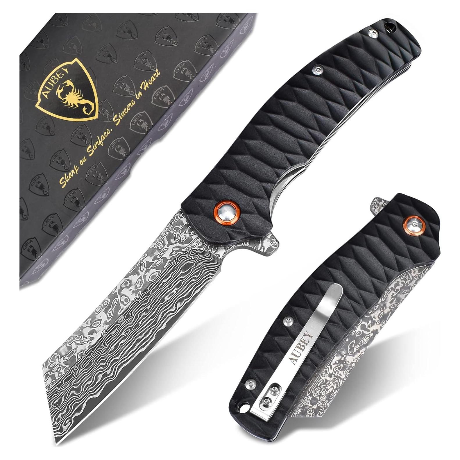 Cuchillo de Bolsillo AUBEY Damasco 8.99 cm Plegable EDC