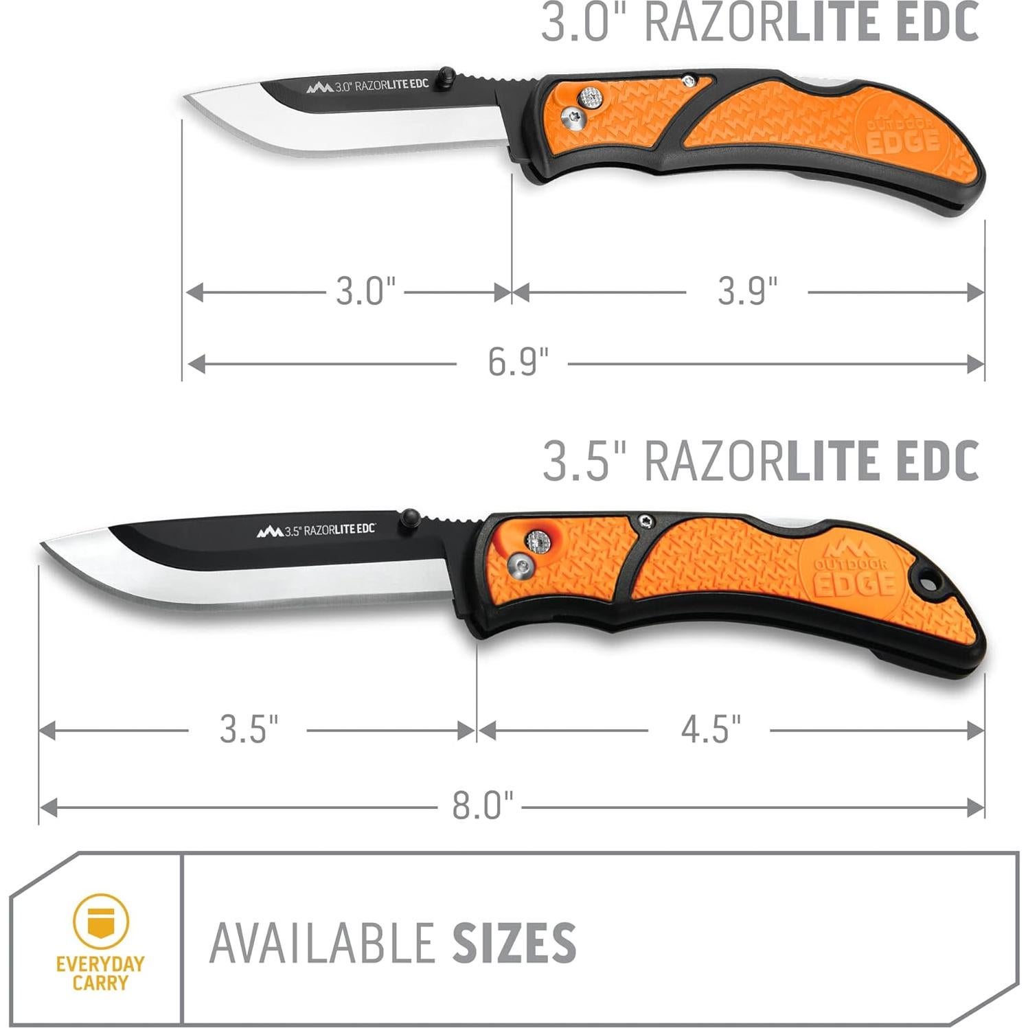 Cuchillo de bolsillo Outdoor Edge RazorLite RLB-30C Naranja 6 Hojas