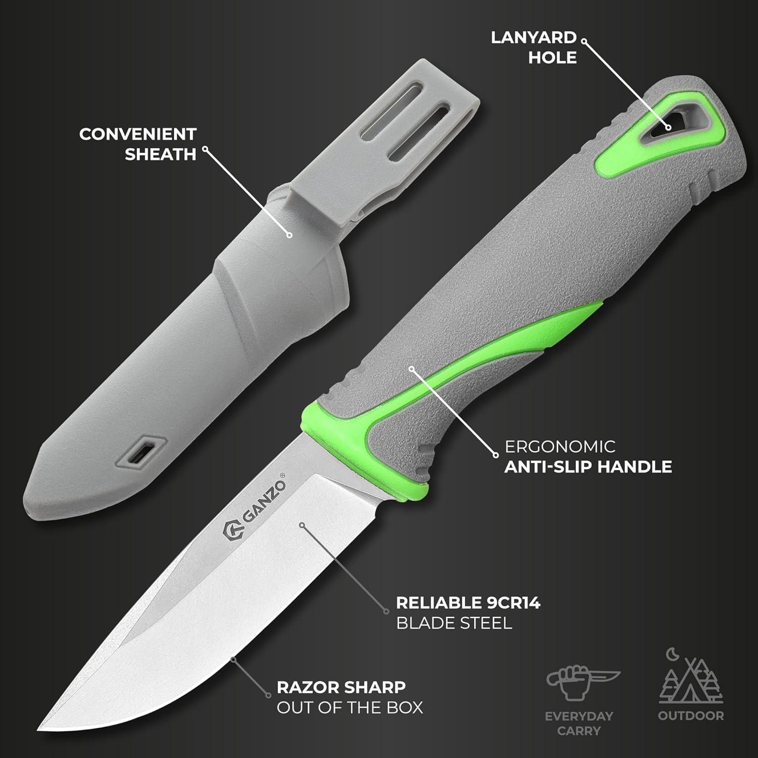 Cuchillo de Hoja Fija Ganzo G807-GY Acero 9CR14 8.8 cm Gris