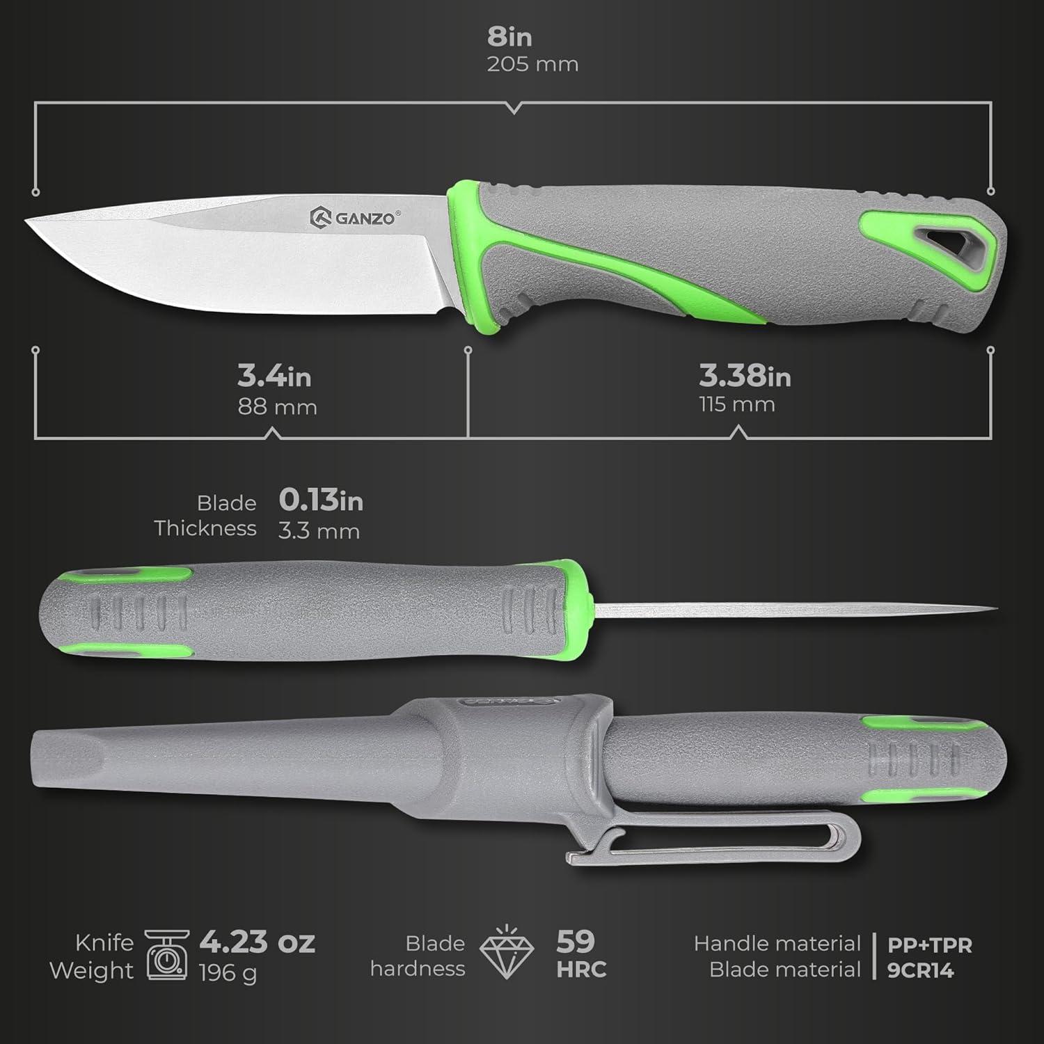 Cuchillo de Hoja Fija Ganzo G807-GY Acero 9CR14 8.8 cm Gris