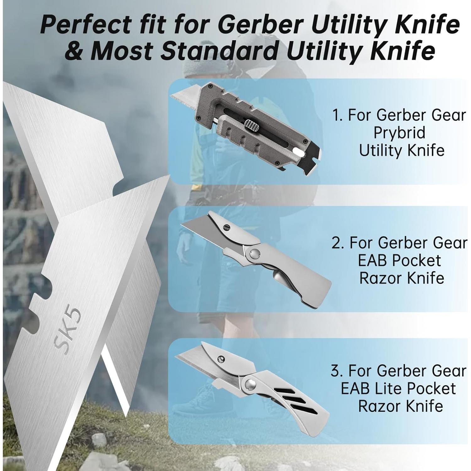 Cuchillas de Cuchillo Utility Gerber - 20 Repuestos Acero SK5