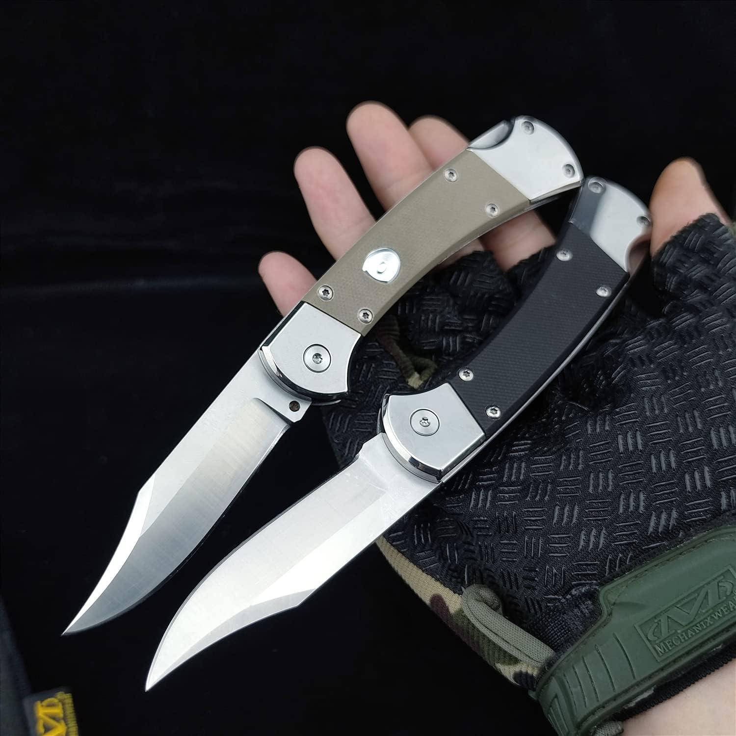 Cuchillo Plegable HUAAO de Acero Inoxidable 440C Negro 18.5cm