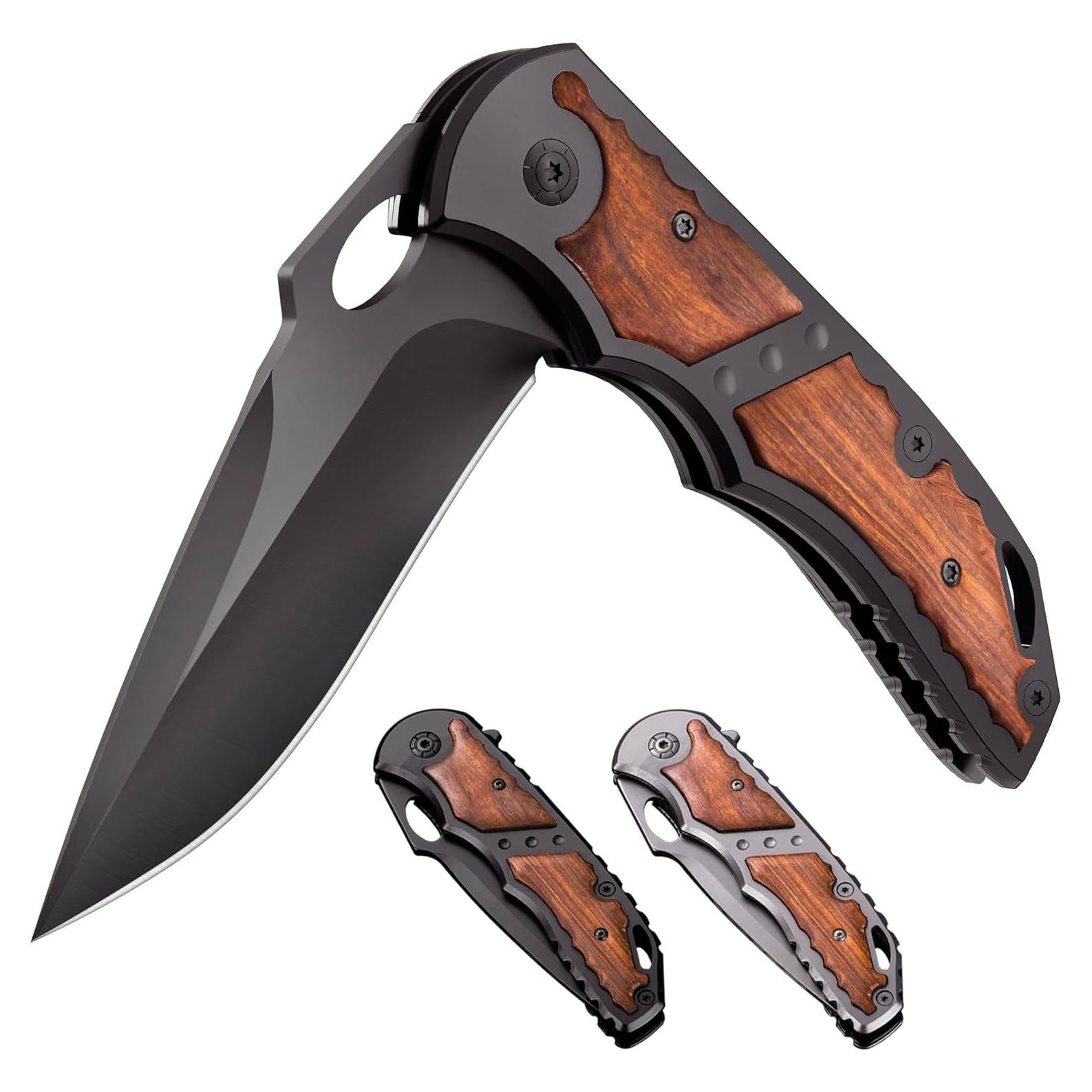 Cuchillo Plegable Grand Way 97010 - Mango de Madera 9.8cm