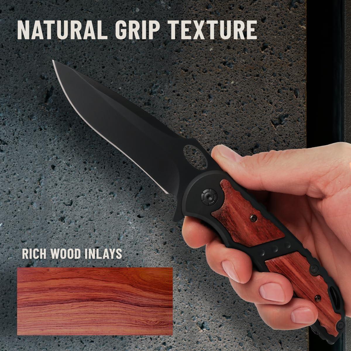 Cuchillo Plegable Grand Way 97010 - Mango de Madera 9.8cm