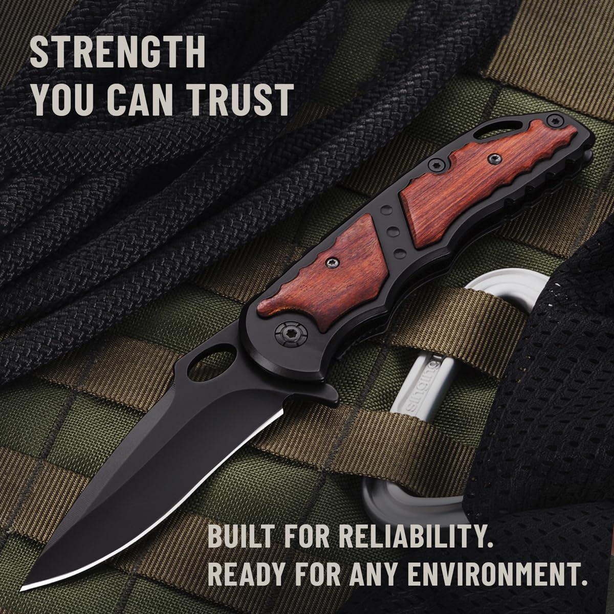 Cuchillo Plegable Grand Way 97010 - Mango de Madera 9.8cm