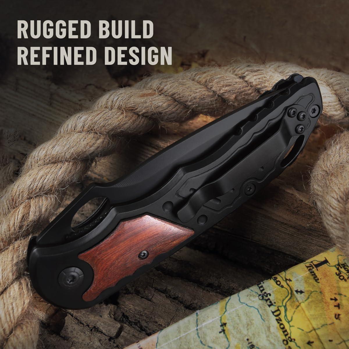 Cuchillo Plegable Grand Way 97010 - Mango de Madera 9.8cm