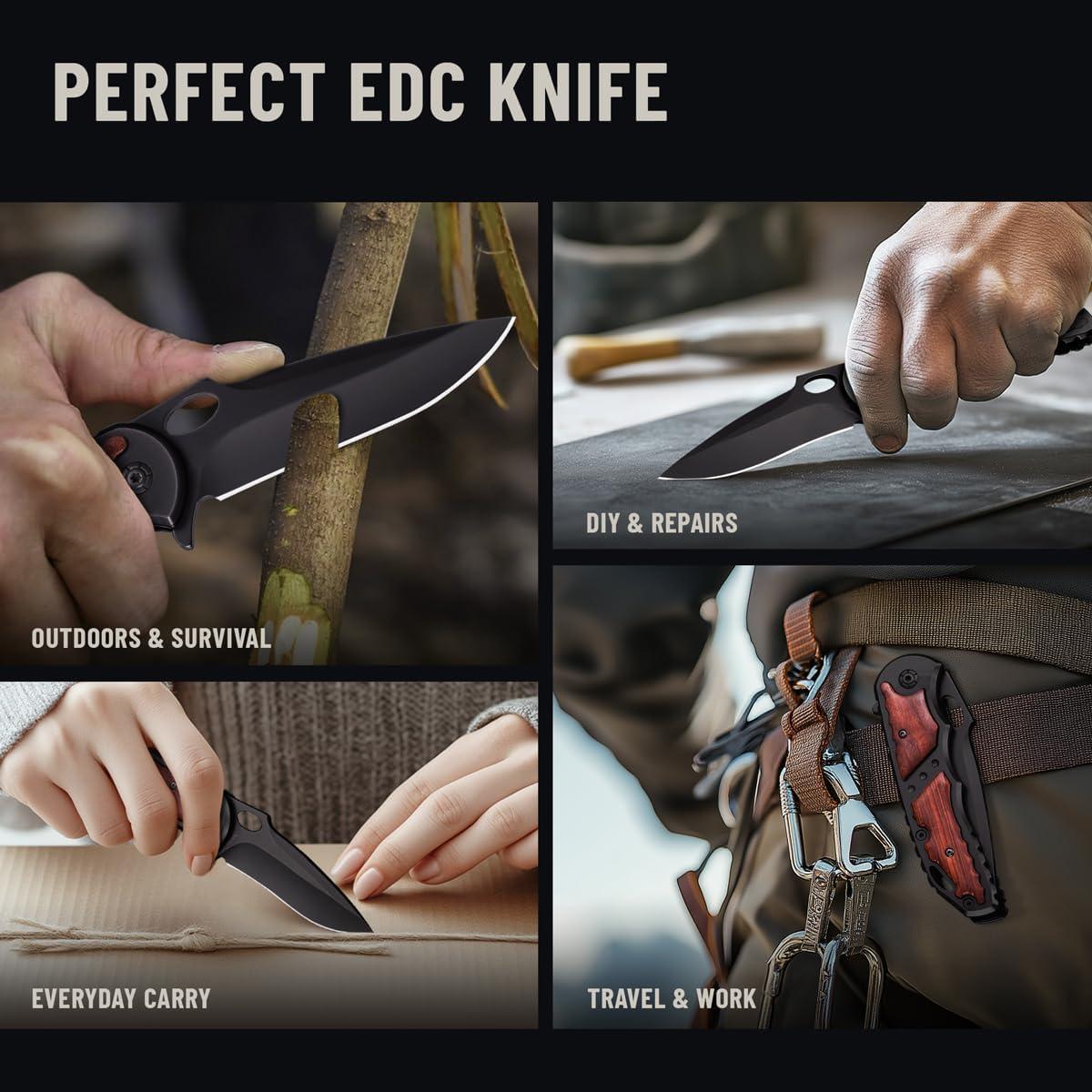 Cuchillo Plegable Grand Way 97010 - Mango de Madera 9.8cm