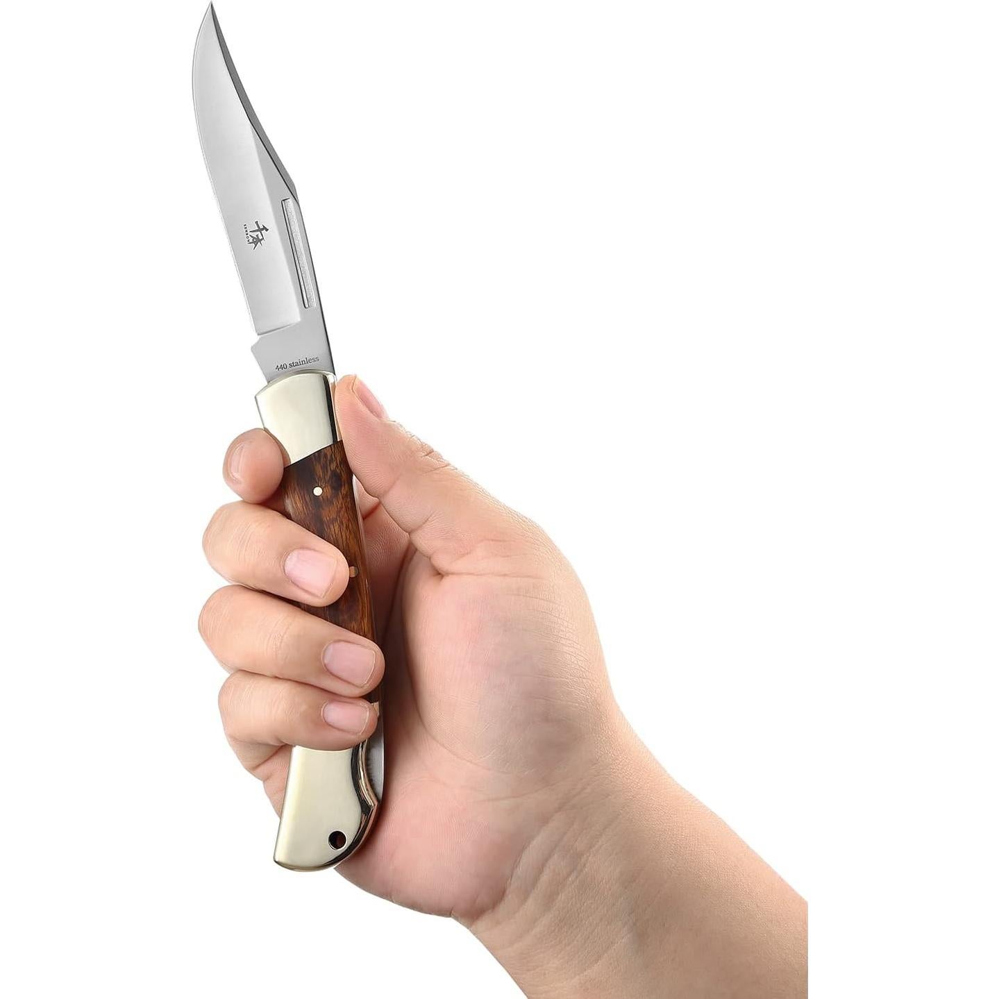 Cuchillo Plegable SENBON 10.16 cm Acero Inoxidable Mango Madera