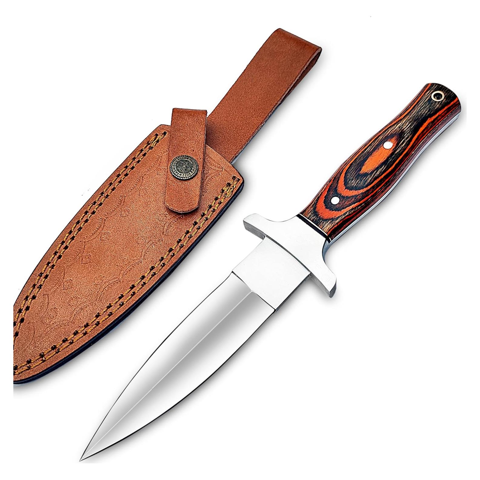 Cuchillo Daga D2 WARIVO Hecho a Mano con Funda de Cuero