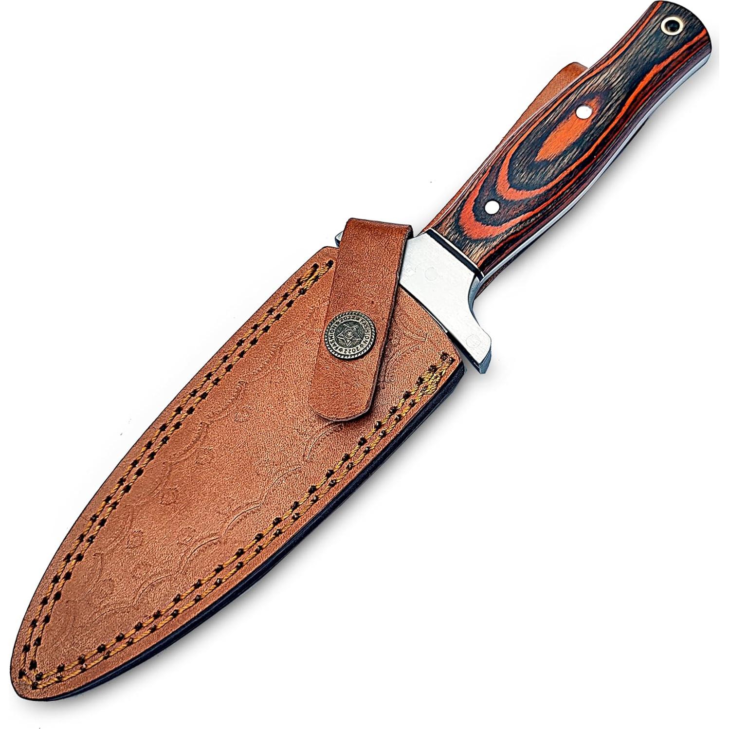 Cuchillo Daga D2 WARIVO Hecho a Mano con Funda de Cuero