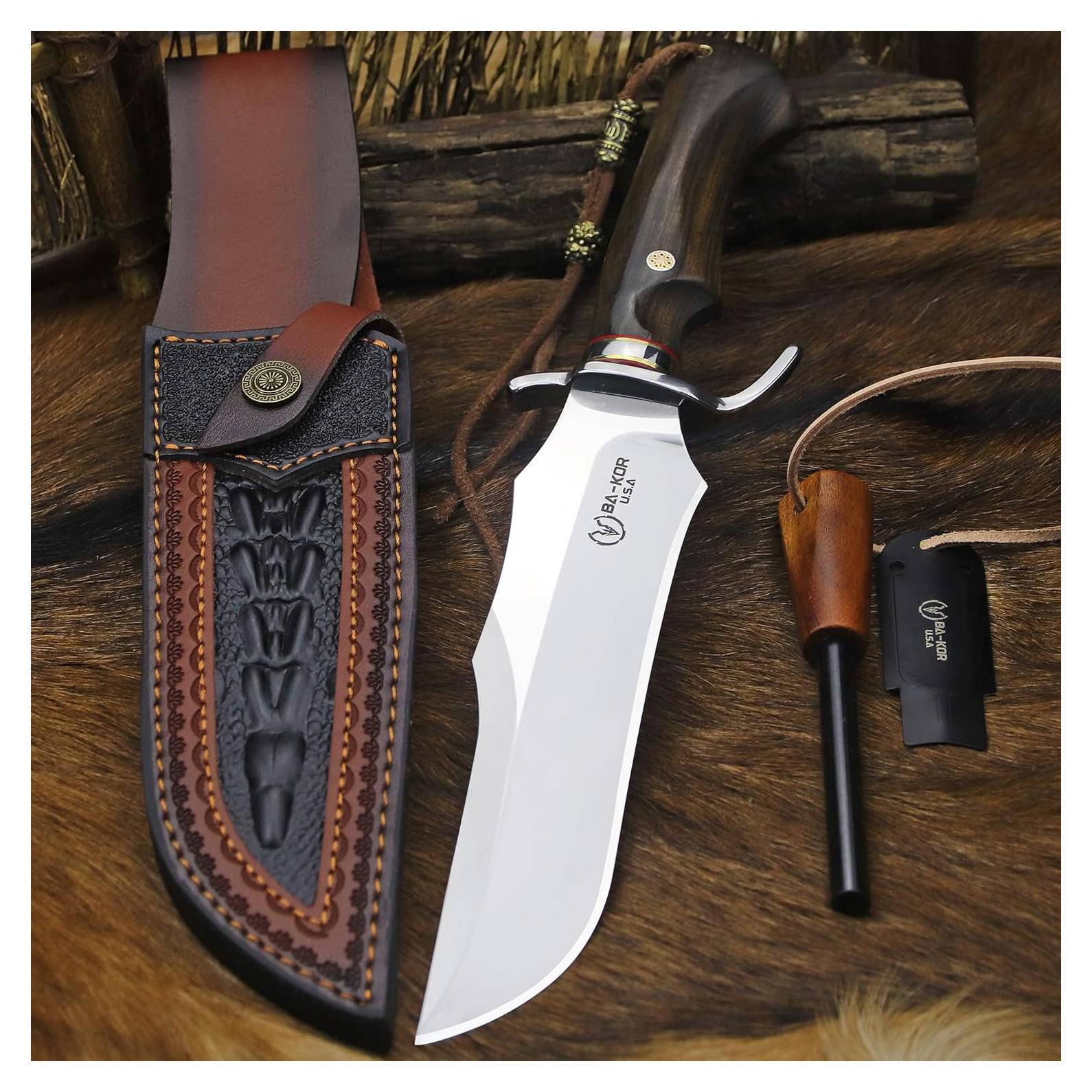 Cuchillo Bowie BA-KOR 37cm Acero 9CR18MOV Mango Sándalo