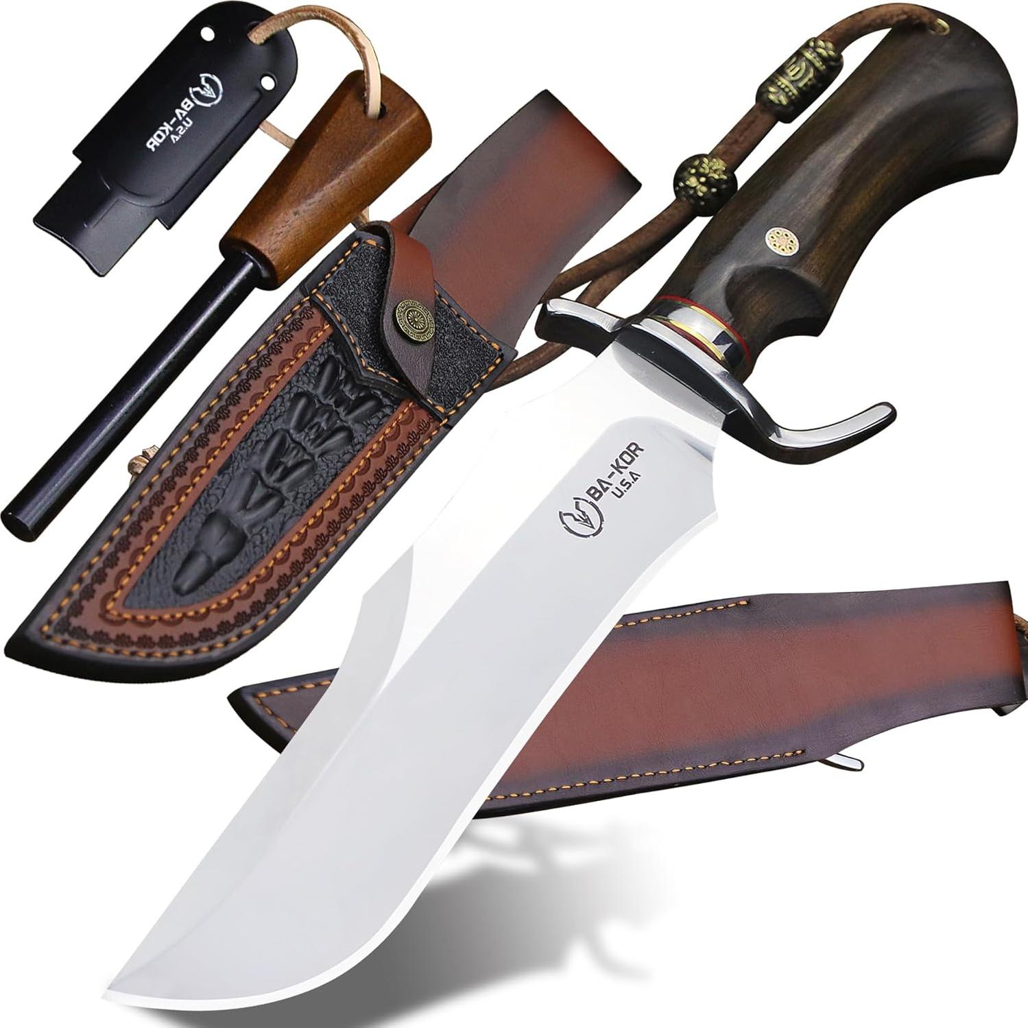 Cuchillo Bowie BA-KOR 37cm Acero 9CR18MOV Mango Sándalo