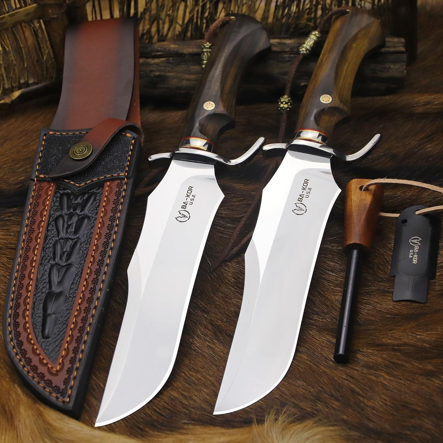 Cuchillo Bowie BA-KOR 37cm Acero 9CR18MOV Mango Sándalo