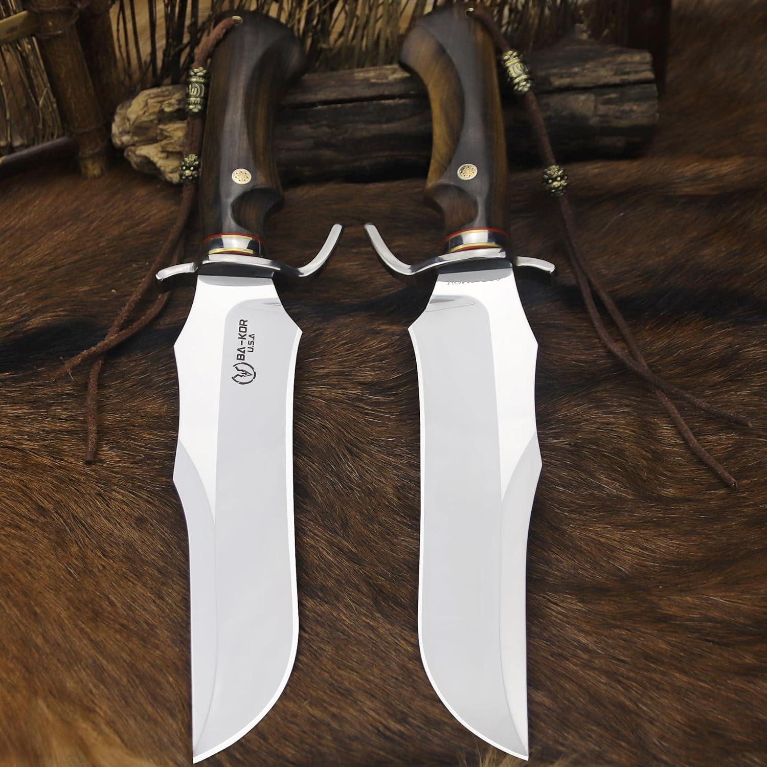 Cuchillo Bowie BA-KOR 37cm Acero 9CR18MOV Mango Sándalo