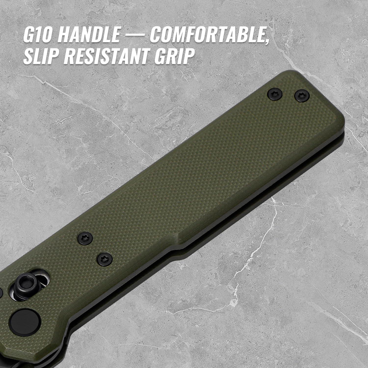 Cuchillo Plegable TACRAY Tarcus Verde G10 8.89 cm EDC Ligero