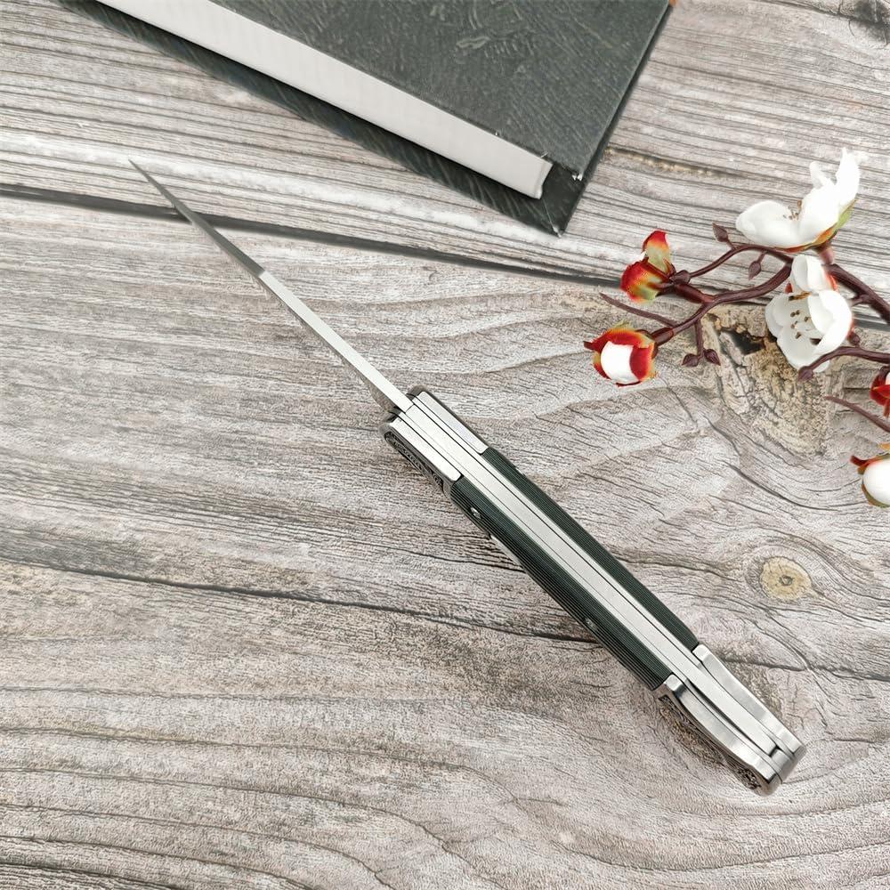 Cuchillo Plegable DIELUONAI D2 21.9CM con Funda de Cuero