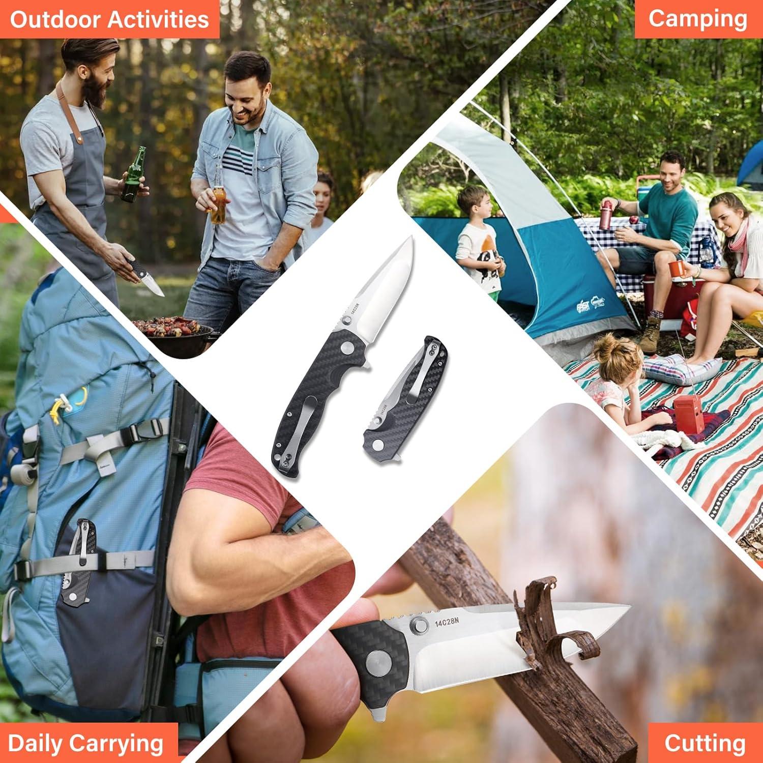 Cuchillo de bolsillo Monikala 3.4" Titanio y Fibra de Carbono