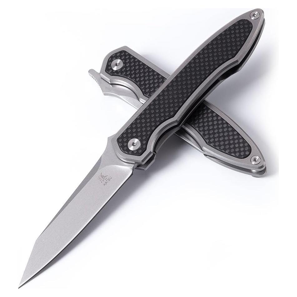 Cuchillo Plegable de Camping KATSU S35VN Titanio 23 cm