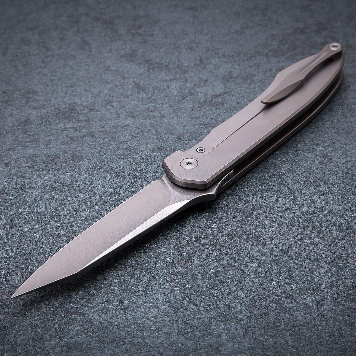 Cuchillo Plegable de Camping KATSU S35VN Titanio 23 cm