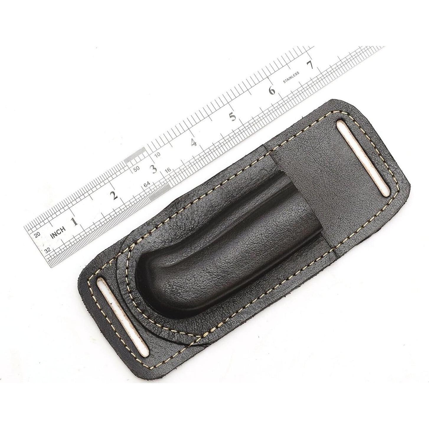 Funda de Cuchillo Plegable SHARD de Cuero Negro 12.7 cm