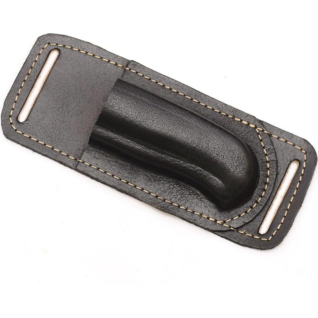 Funda de Cuchillo Plegable SHARD de Cuero Negro 12.7 cm