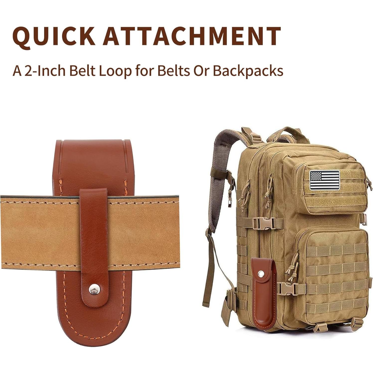 Funda de Cuchillo Plegable Qtcial de Cuero Marrón 12.7 cm