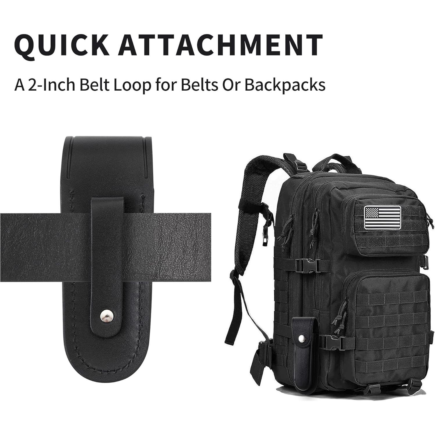 Funda de Cuchillo Plegable Qtcial de Cuero Negro 12.7 cm