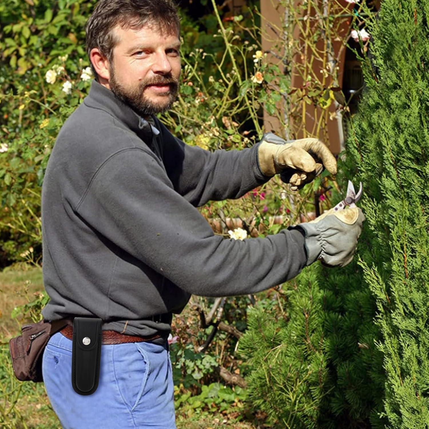 Funda de Cuchillo Plegable Qtcial de Cuero Negro 12.7 cm