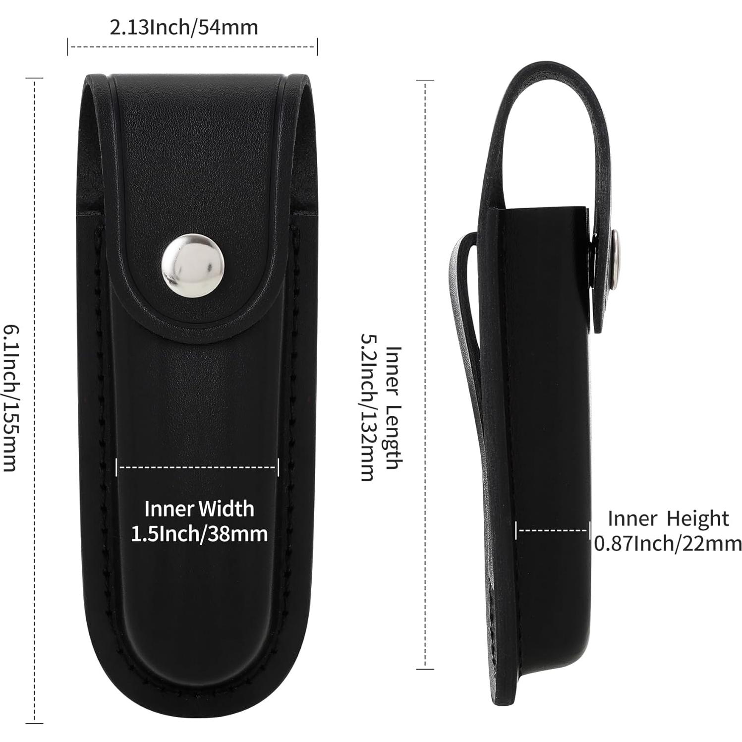 Funda de Cuchillo Plegable Qtcial de Cuero Negro 12.7 cm