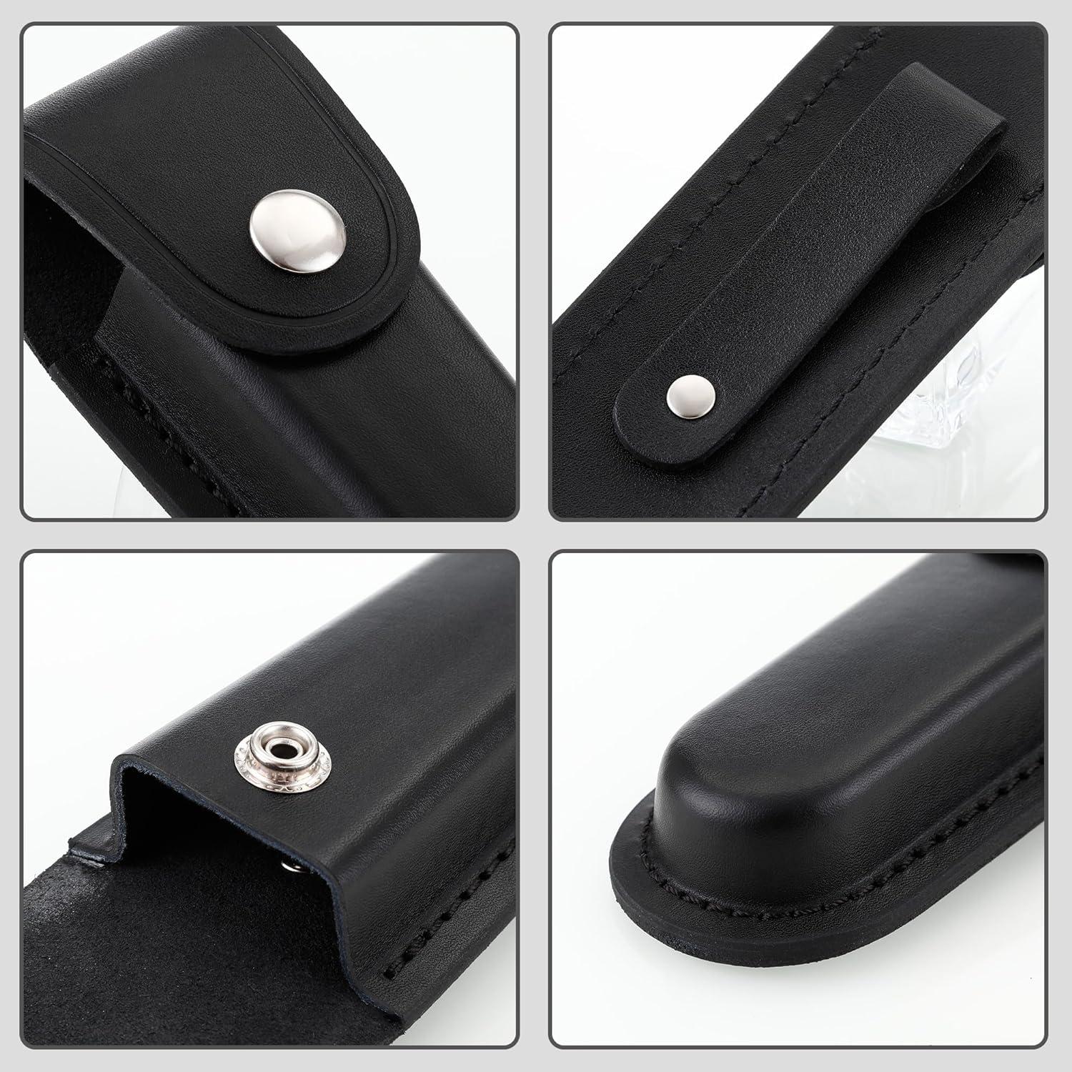 Funda de Cuchillo Plegable Qtcial de Cuero Negro 12.7 cm