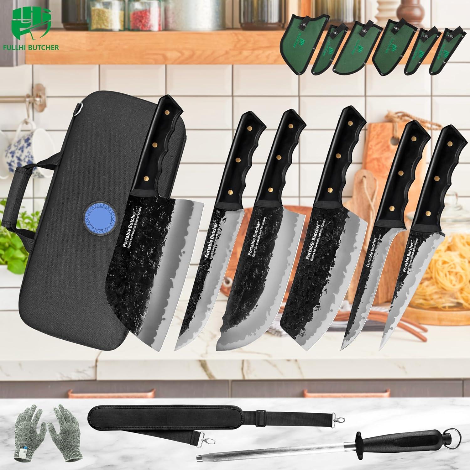 Juego de Cuchillos de Chef 12 Piezas Fullhi Forjados a Mano