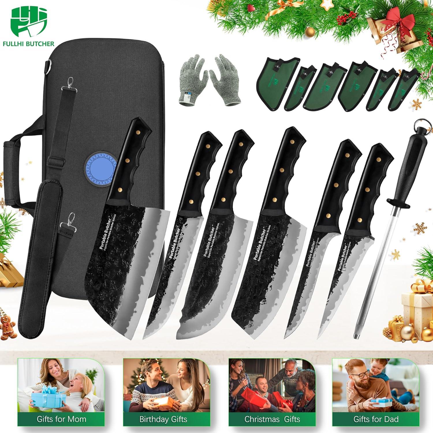 Juego de Cuchillos de Chef 12 Piezas Fullhi Forjados a Mano