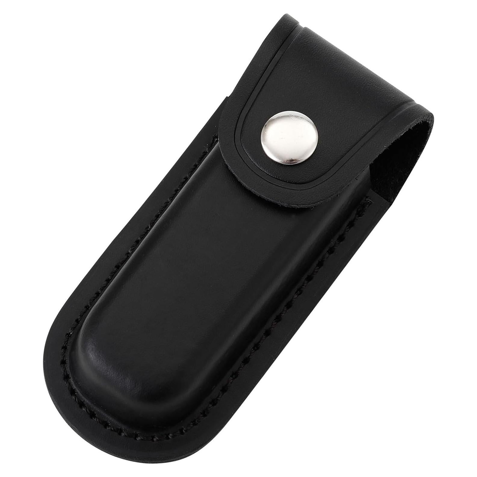 Funda de Cuchillo Plegable Qtcial de Cuero Negro 12.2x5.1 cm