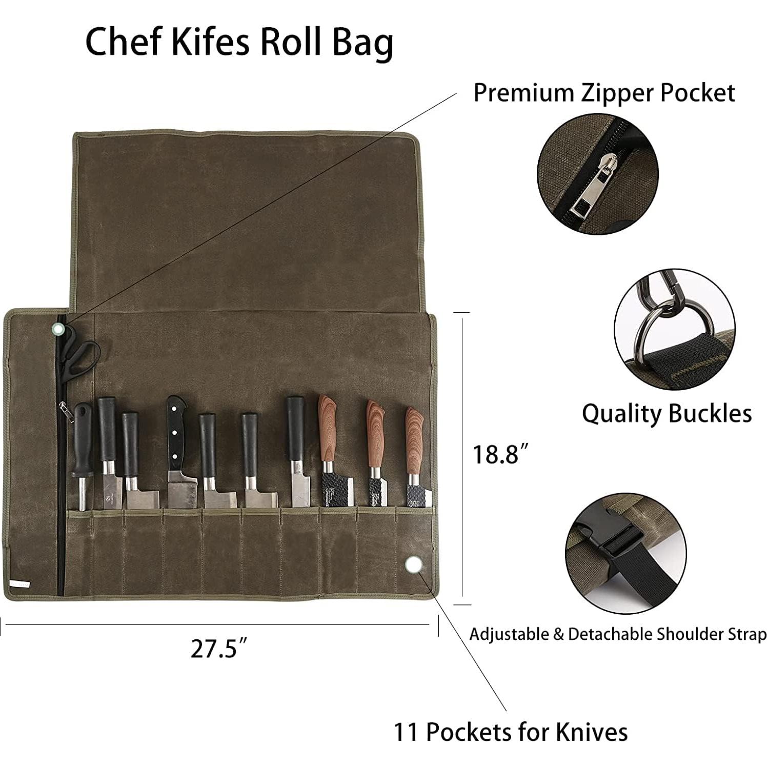 Bolsa de Rollo para Cuchillos de Chef HERSENT 11 Ranuras 47.6 cm
