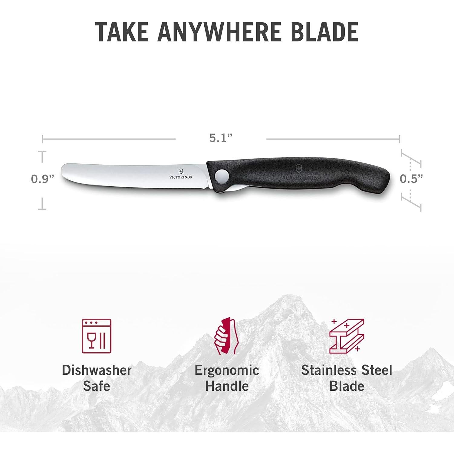 Cuchillo de Pelar Plegable Victorinox 10.9 cm Hoja Recta Negra