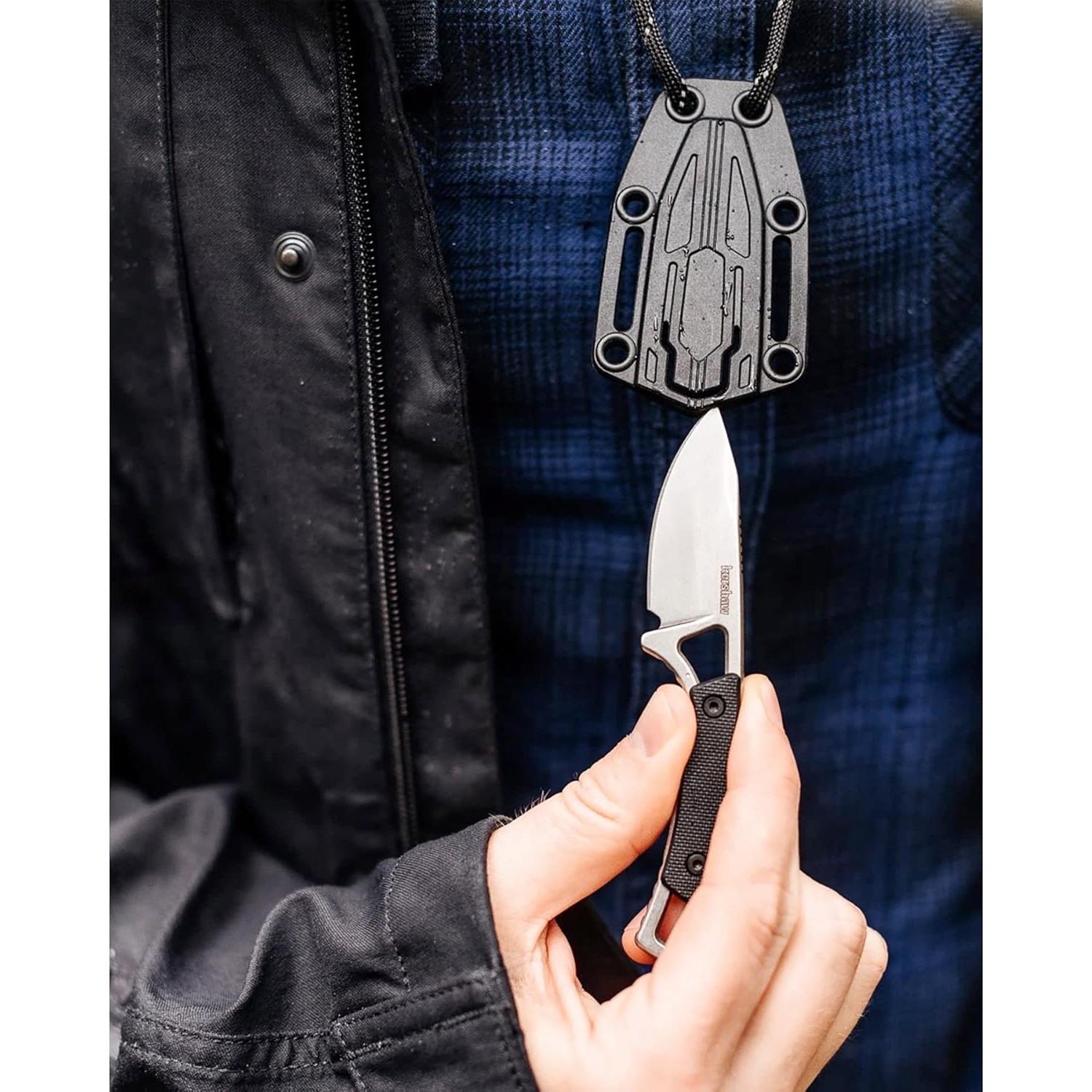 Cuchillo de bolsillo Kershaw Brace 5.08 cm hoja fija negro