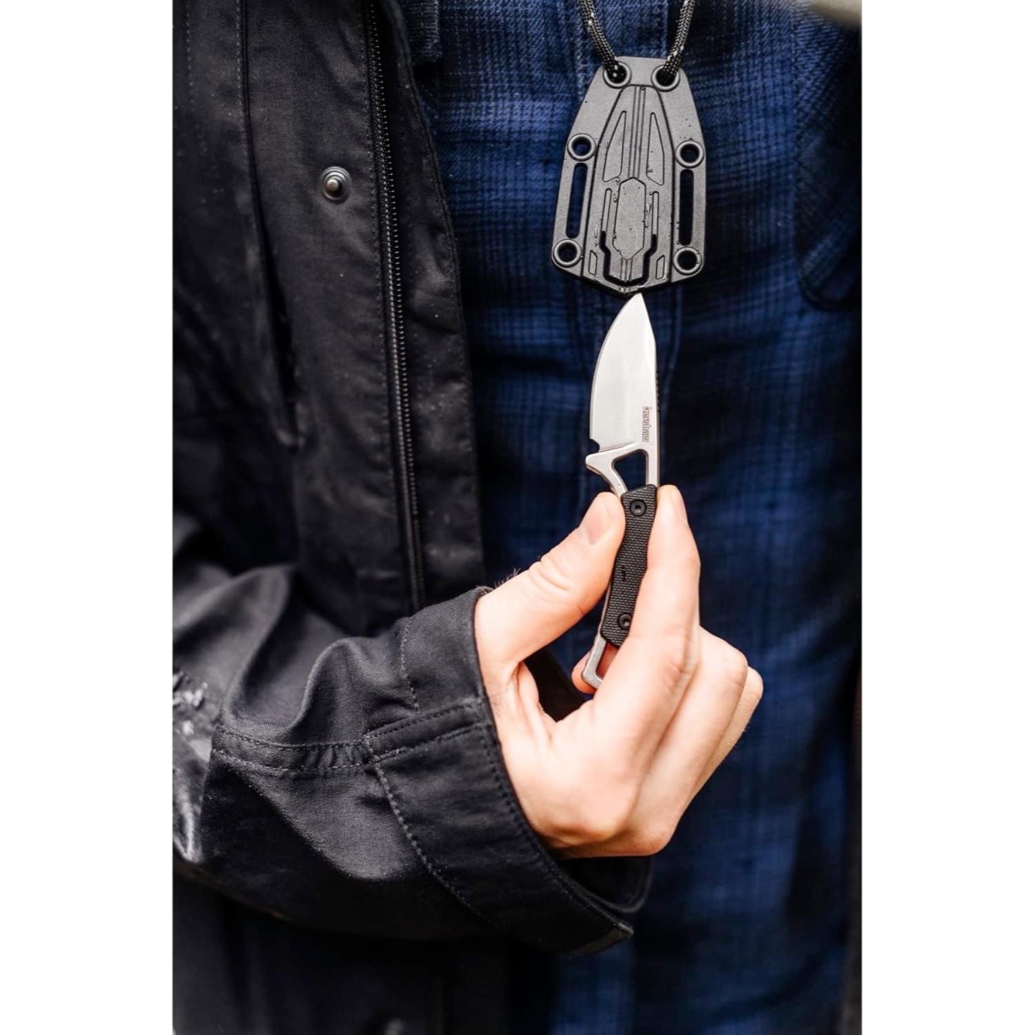 Cuchillo de bolsillo Kershaw Brace 5.08 cm hoja fija negro