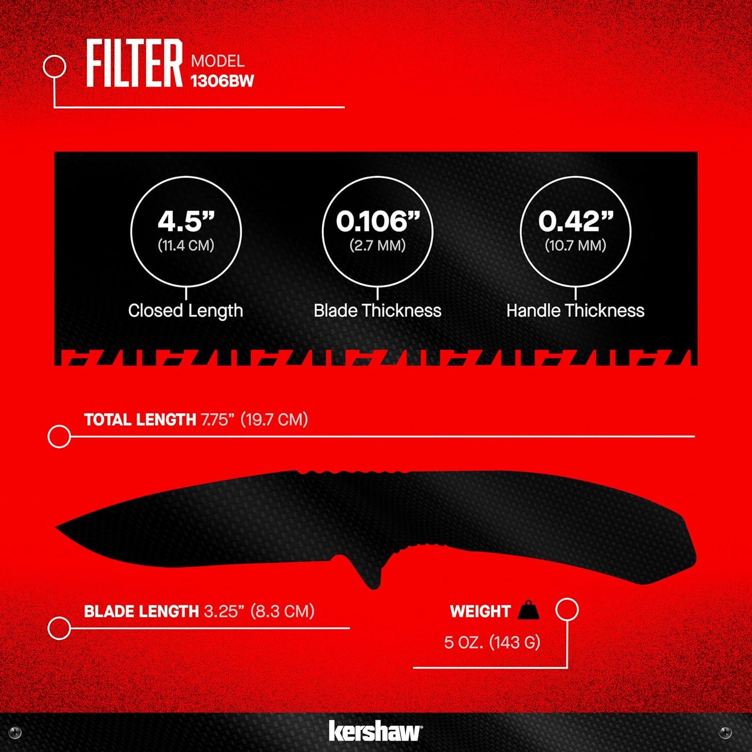 Cuchillo de bolsillo Kershaw Filter 8.26 cm Acero Inoxidable