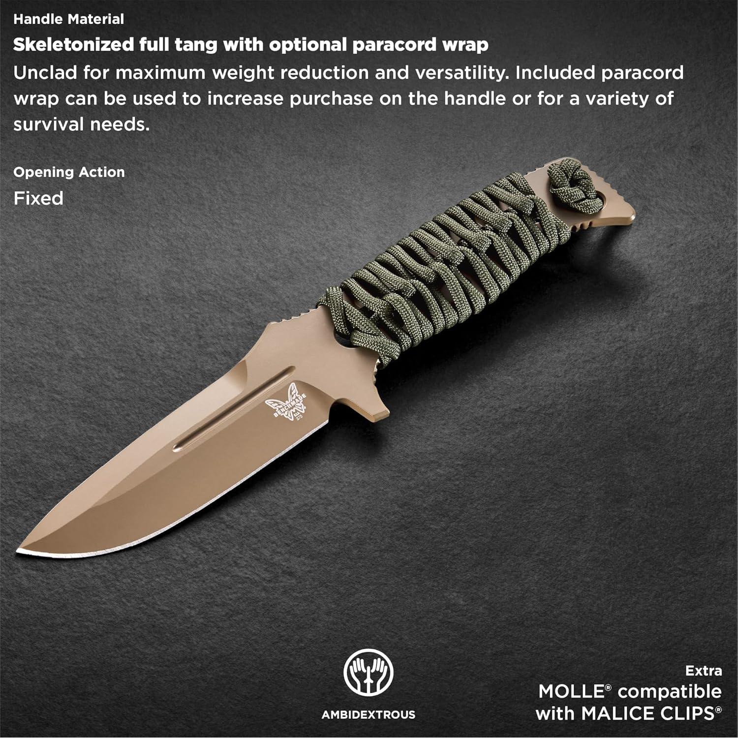 Cuchillo Táctico Benchmade Adamas 375 Paracord OD Tierra Plana