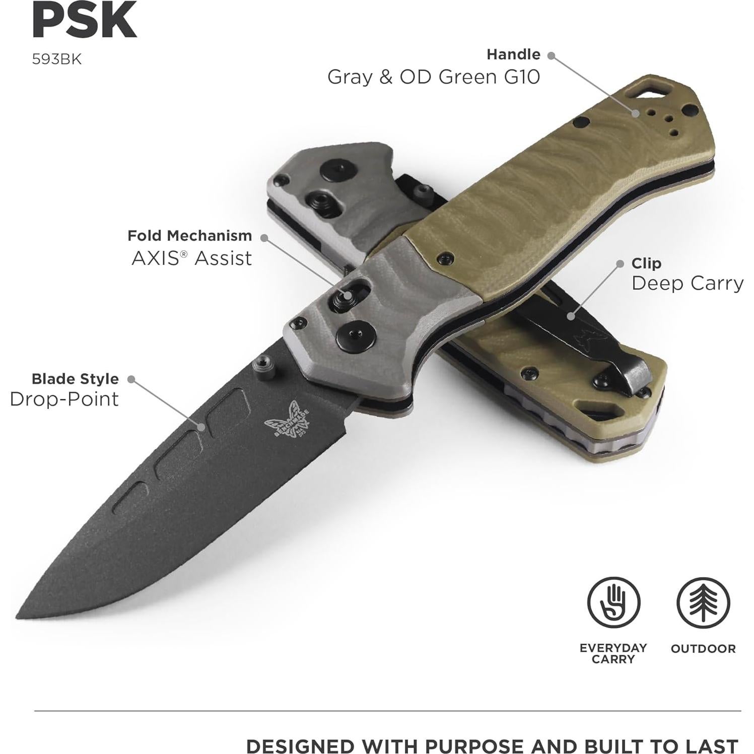 Cuchillo Plegable Benchmade PSK G10 Verde OD 8.76 cm