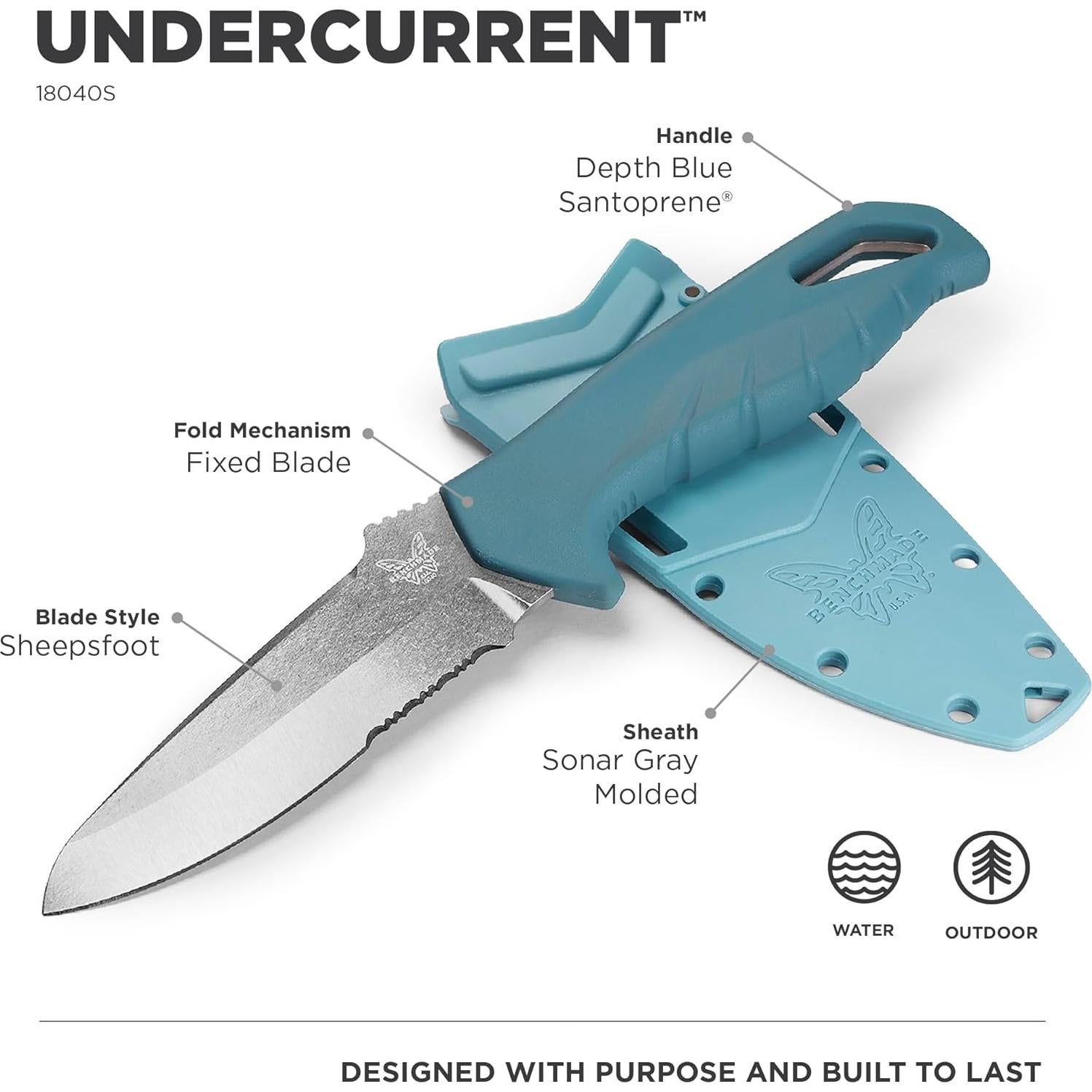 Cuchillo de Exterior Benchmade Undercurrent 18040S 24cm Azul