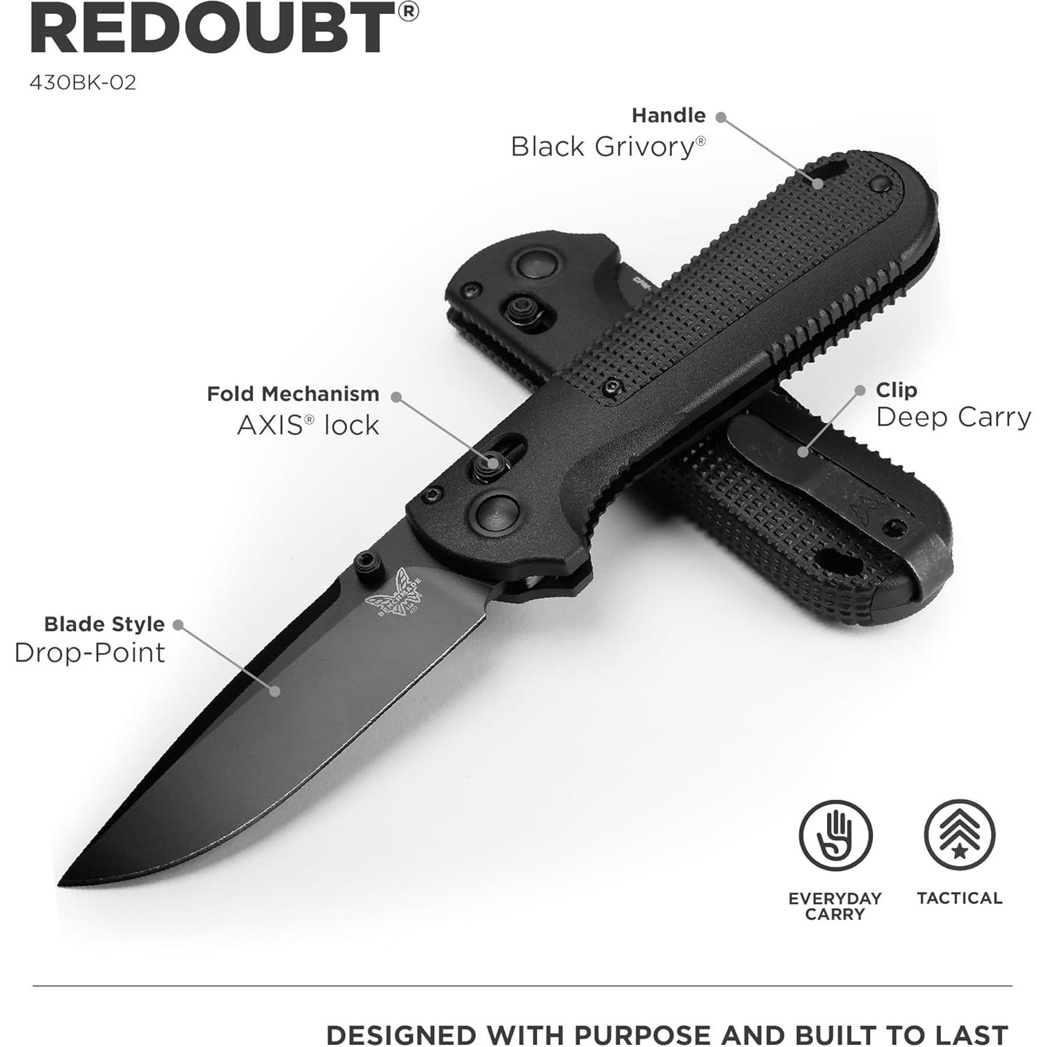 Cuchillo Táctico Benchmade Redoubt 430BK-02 Hoja Lisa Negro