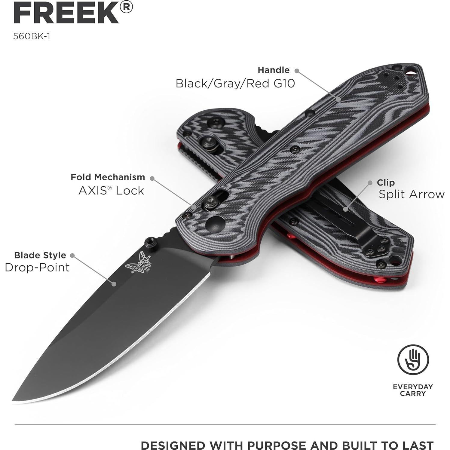 Cuchillo EDC Benchmade Freek 560BK-1 Mango G10 Gris/Negro