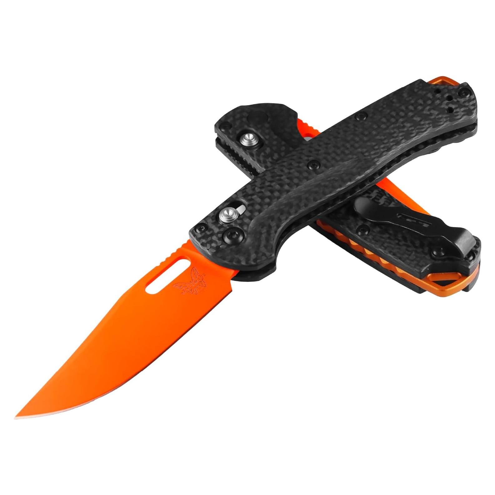 Cuchillo Plegable Benchmade Mini Taggedout Fibra de Carbono Naranja