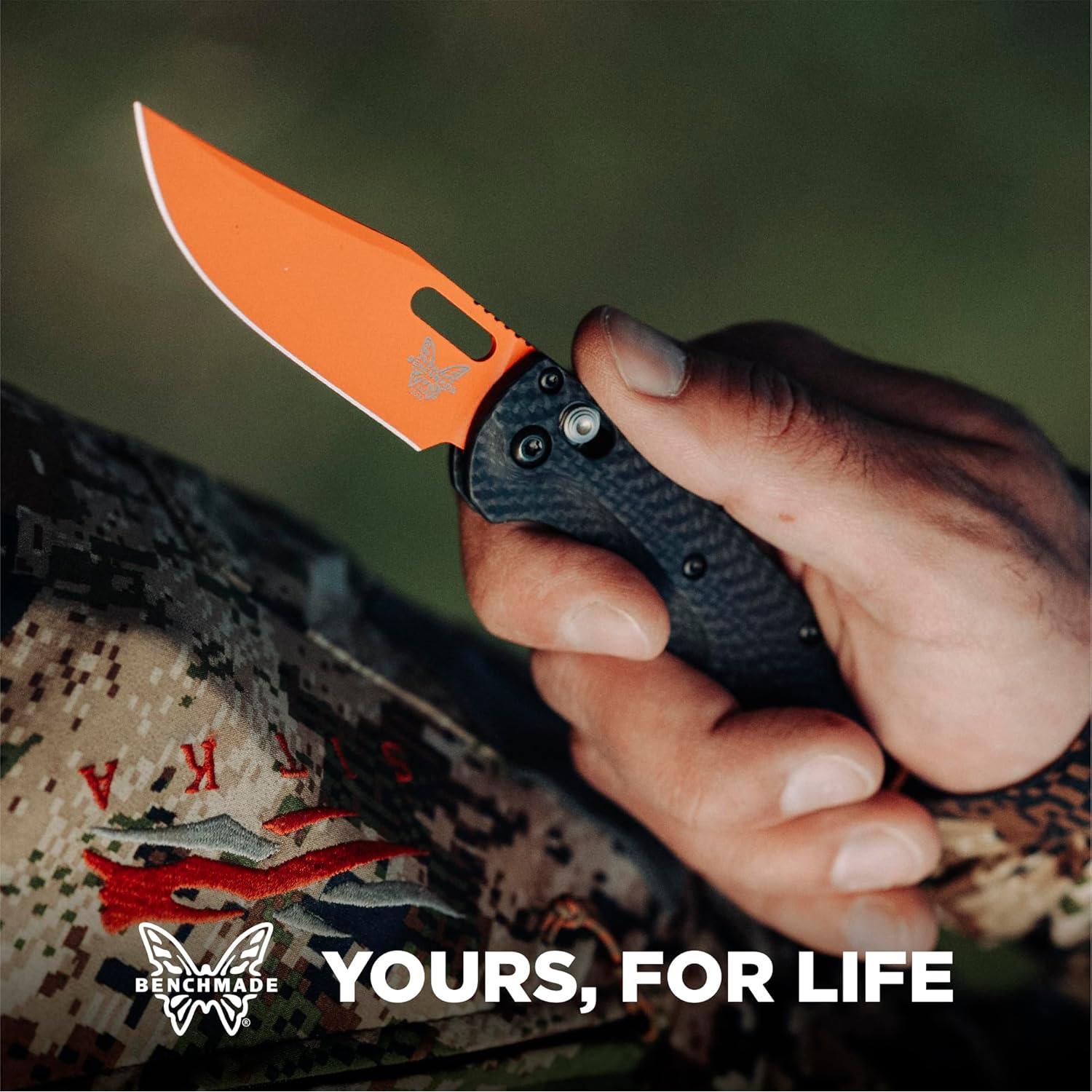 Cuchillo Plegable Benchmade Mini Taggedout Fibra de Carbono Naranja