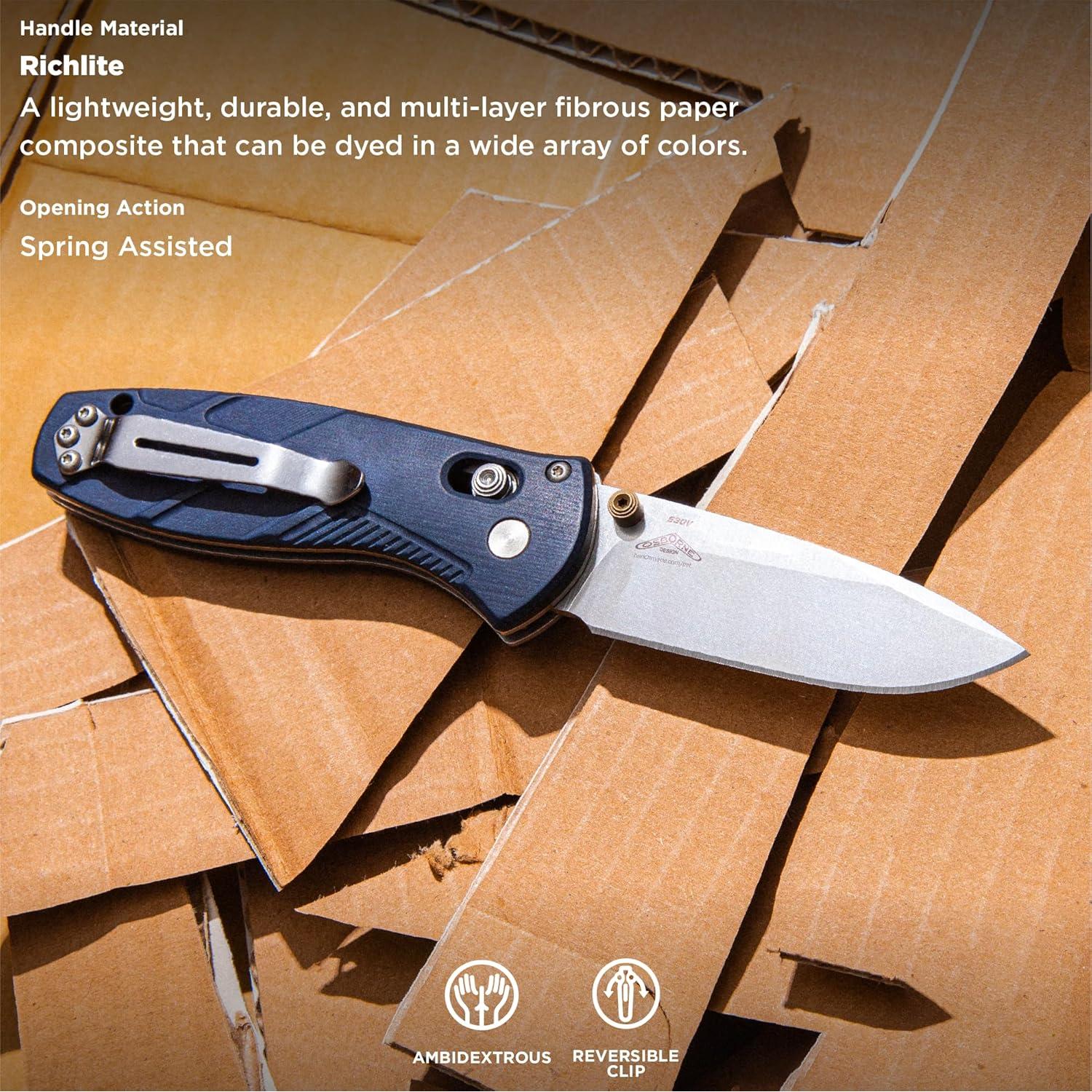 Cuchillo EDC Benchmade Mini Barrage 585-03 Richlite Azul