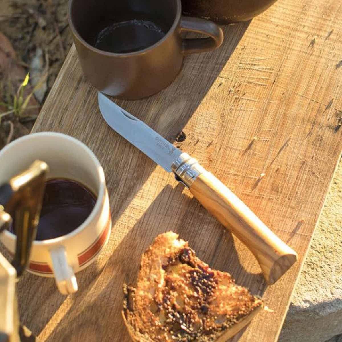 Cuchillo Plegable Opinel No.08 Acero Inoxidable Madera Olivo