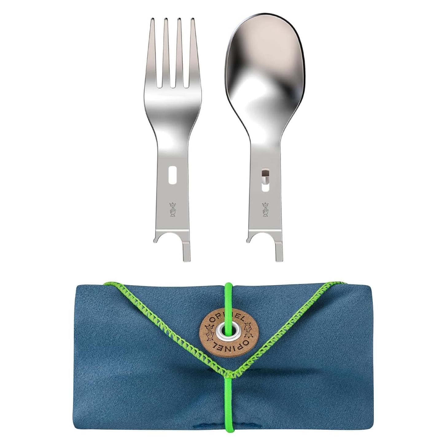 Picnic+ Cutlery Insert Set for No. 8 Folding Pocket Knives, Fork and Spoon Insert, Micro Fiber Napkin, Made in France