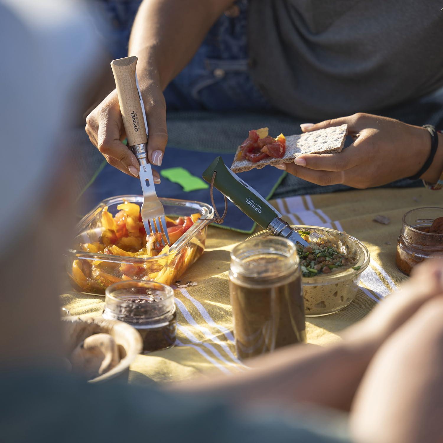 Picnic+ Cutlery Insert Set for No. 8 Folding Pocket Knives, Fork and Spoon Insert, Micro Fiber Napkin, Made in France